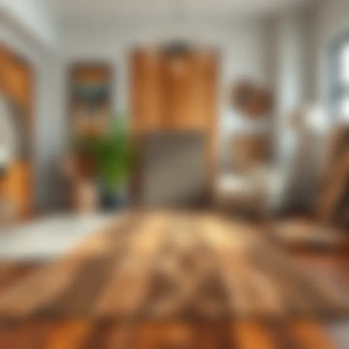 Different styles of wood grain area rugs displayed in a chic decor setting