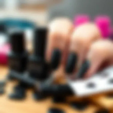 Eco-friendly nail art products alongside black heart stickers