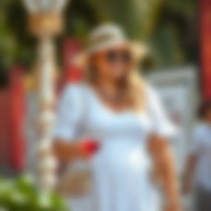 Plus-size woman accessorizing a white dress for a summer event