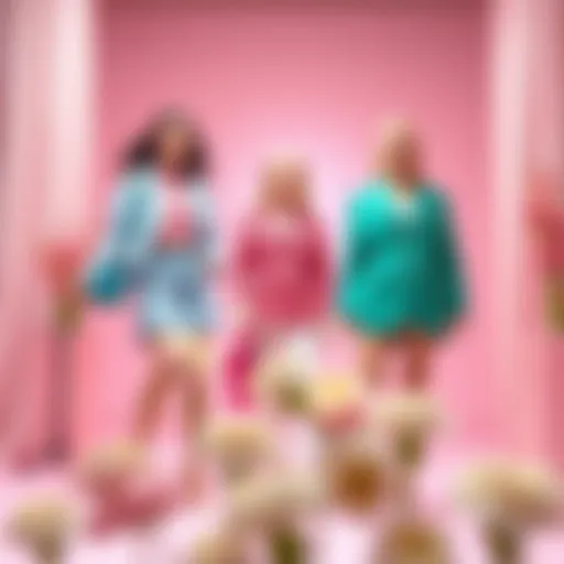 Charming pastel backdrop enhancing fashion outfits