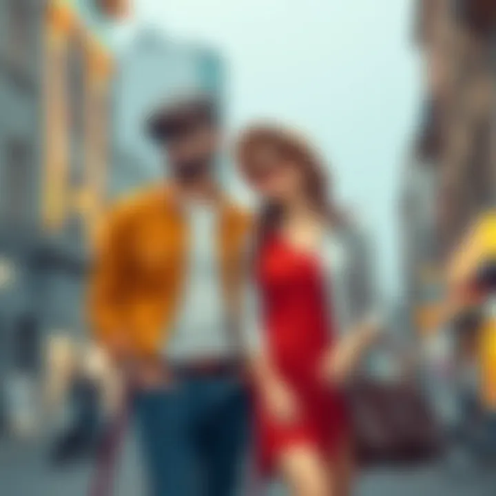 Couple enjoying a day out in complementary outfits