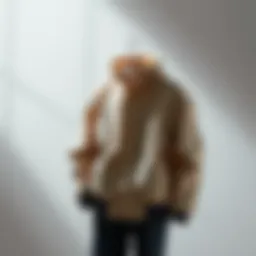 A fashionable warmlight jacket displayed on a minimalist background