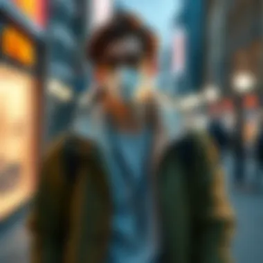 A stylishly dressed individual wearing a warmlight jacket in an urban setting