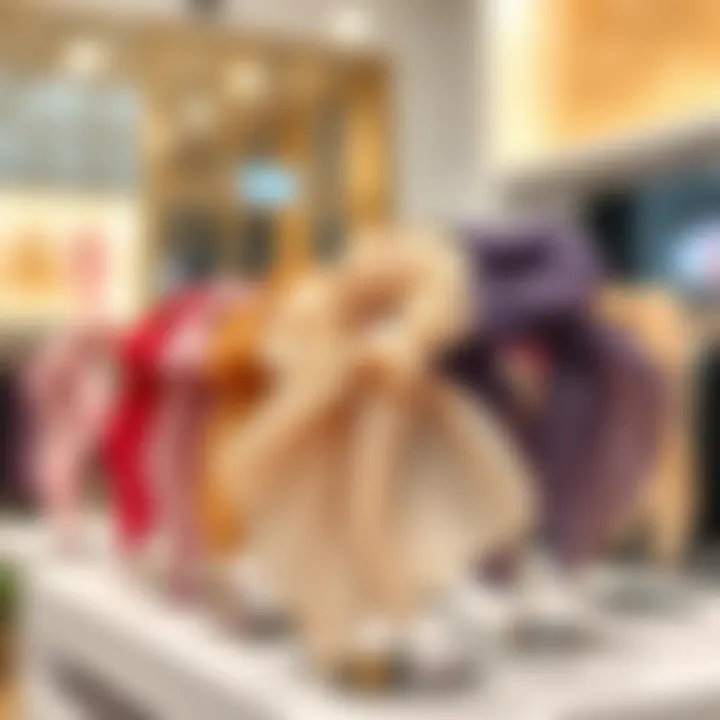 Chiffon Scrunchie Display Elegant chiffon scrunchie in various colors on a stylish display