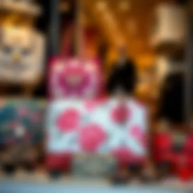 An elegant display of the Coach floral print bag next to various fashion accessories.