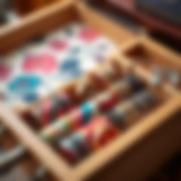 Colorful fabric-lined drawer organizer for bracelets