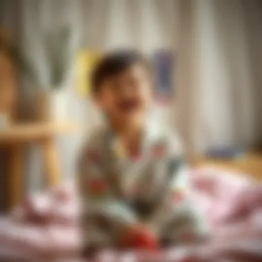 A child joyfully wearing a 90s cartoon-themed pajama set, embodying childhood bliss.