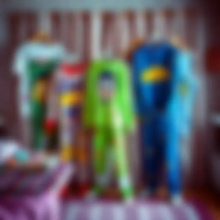 A vibrant collection of 90s cartoon pajamas showcasing various popular characters.