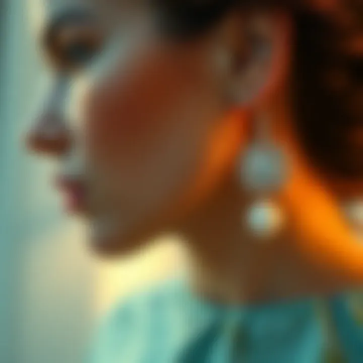 Sustainable jewelry practices illustrated with eco-friendly materials alongside rhinestone and pearl earrings