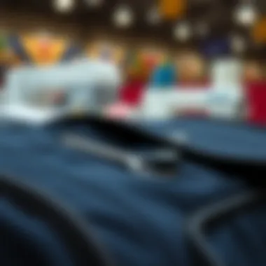 Close-up view of essential features of an embroidery organizer bag.