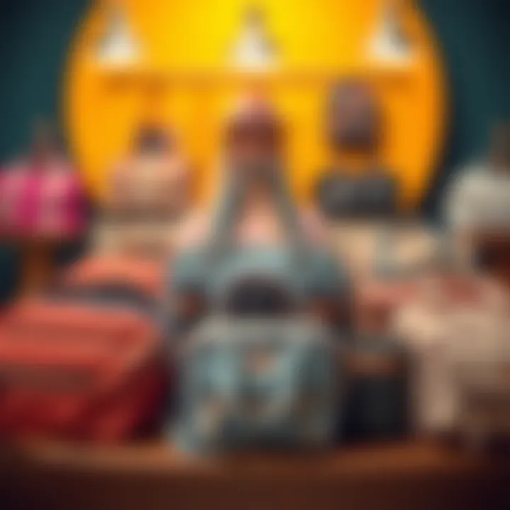 Different styles of embroidery organizer bags showcased in a vibrant setting.