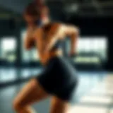 Dynamic action shot of a woman wearing biker shorts during a workout