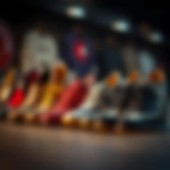 Diverse styles of crush shoes lined up