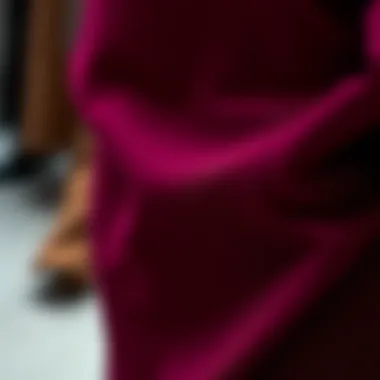 Close-up of fabric choices for split wide leg pants highlighting textures
