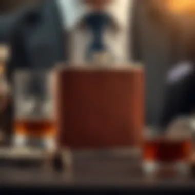 Classic leather-wrapped flask exuding sophistication
