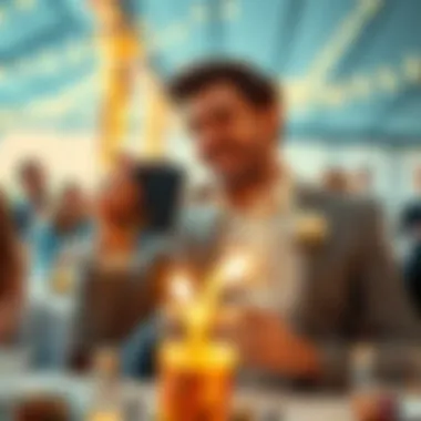 Flask being enjoyed in a festive wedding setting