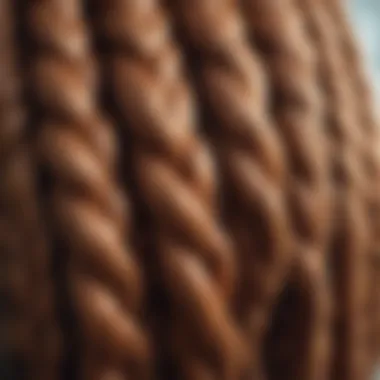 Close-up view of materials used in braided wigs, emphasizing quality and texture.