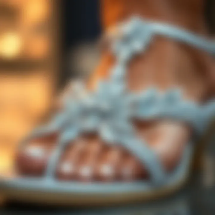 Close-up of rhinestone detailing on sandals
