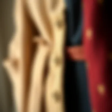 Close-up of luxurious fabric choices for a long belted cardigan