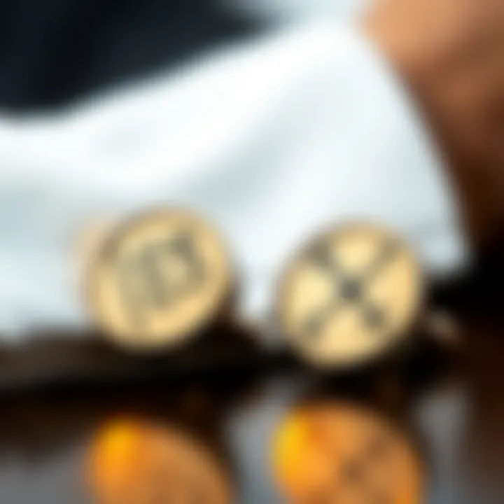 Close-up of cufflinks featuring mathematical symbols