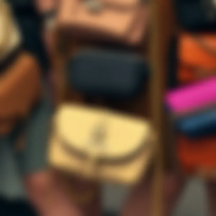 A variety of chain fanny pack purses in different styles and materials