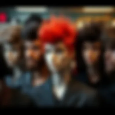 Diverse Mullet Wig Collection Diverse types of mullet wigs on display