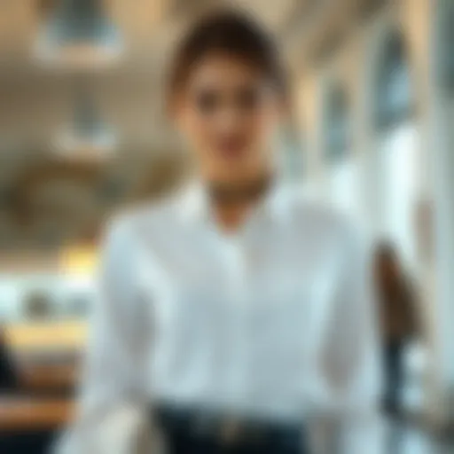 Elegant white uniform blouse styled for a professional setting
