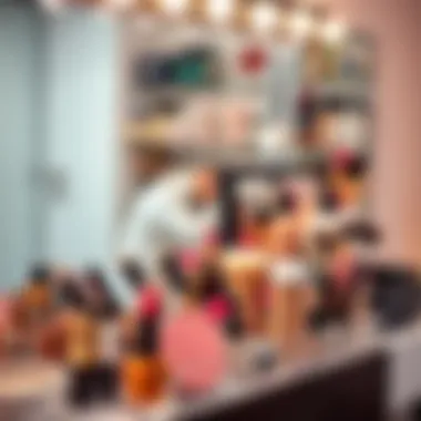 Functional Organization in Beauty Spaces Organized space showcasing various beauty items in a mirrored organizer