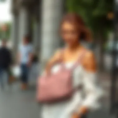 Caregiver using a shoulder diaper bag in a casual environment