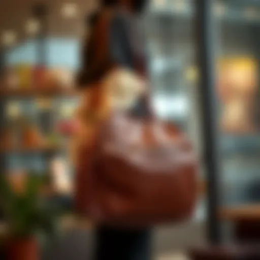 Stylish shoulder diaper bag in a modern setting