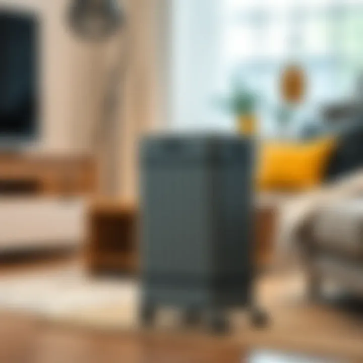 Modern Slim Hamper in Home Environment A stylish slim hamper with wheels in a modern living space