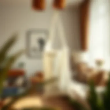 Stylish hanging hamper bag in an aesthetically pleasing living space