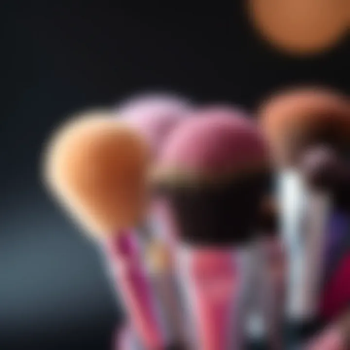 Quality Bristles of Mini Makeup Brushes Close-up of high-quality bristles of mini makeup brushes