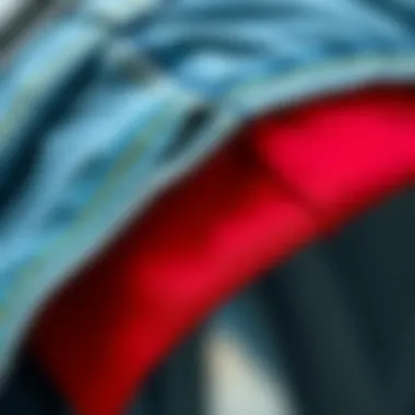 A close-up of various fabric options for cuffed jean shorts