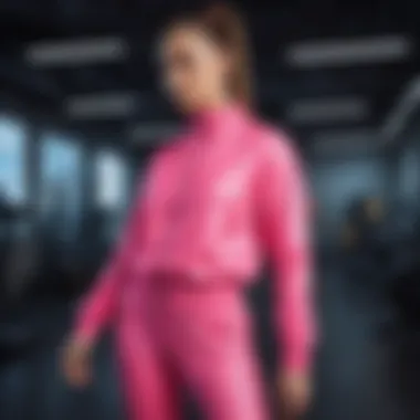 Athleisure trend highlighted through neon tracksuit in a fitness setting