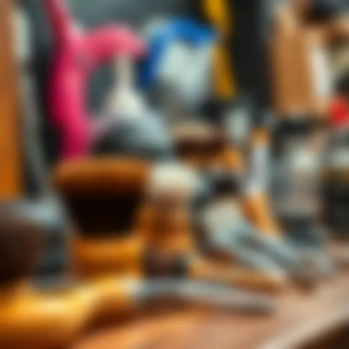 Essential maintenance tools for haircutting brushes arranged neatly