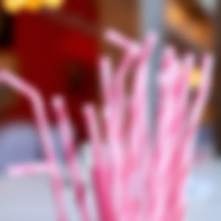 Diverse Designs of Pink Reusable Straws Collection of pink reusable straws in various designs