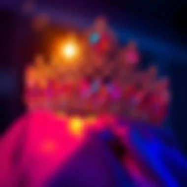 Symbolism of Light and Elegance in Tiara A close-up of a tiara reflecting light in various colors