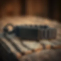 Stylish tactical bracelet showcased on a rustic wooden surface