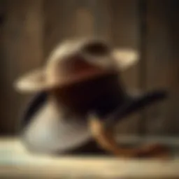 An elegant tassel cowboy hat displayed against a rustic backdrop.