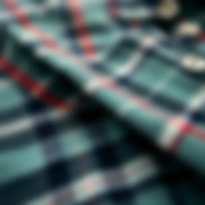 The Texture and Complexity of Plaid Patterns A close-up shot showcasing the intricate patterns of a plaid fabric