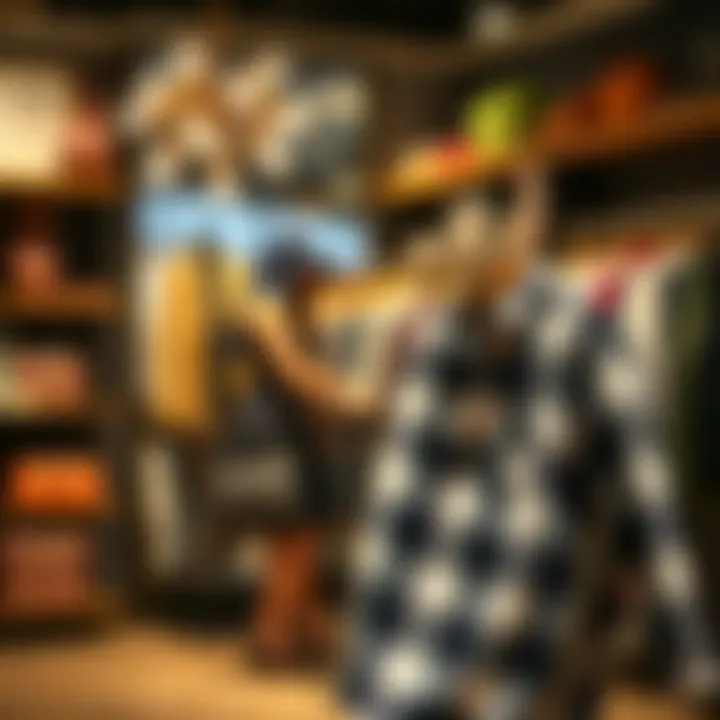 The Allure of Plaid in Fashion Retail A stylish plaid shirt draped over a chair in a chic boutique setting