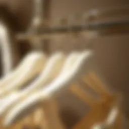 Elegant arrangement of white velvet hangers showcasing a neatly organized wardrobe
