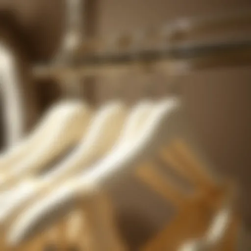 Elegant arrangement of white velvet hangers showcasing a neatly organized wardrobe
