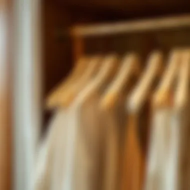 Sustainable Wardrobe with Velvet Hangers Sustainable fashion concept with white velvet hangers in an eco-friendly closet
