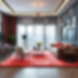 Luxurious velvet area rug in a modern living room setting