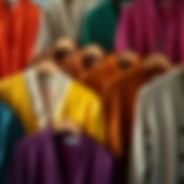 An array of plain cardigans in different colors and textures displayed beautifully