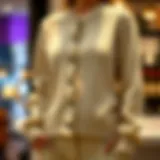 Elegant short cardigan showcasing intricate stitching and pockets