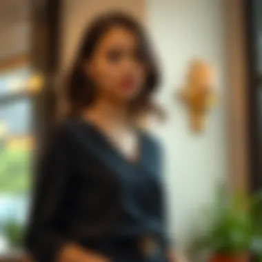 Elegant black top styled for a formal occasion