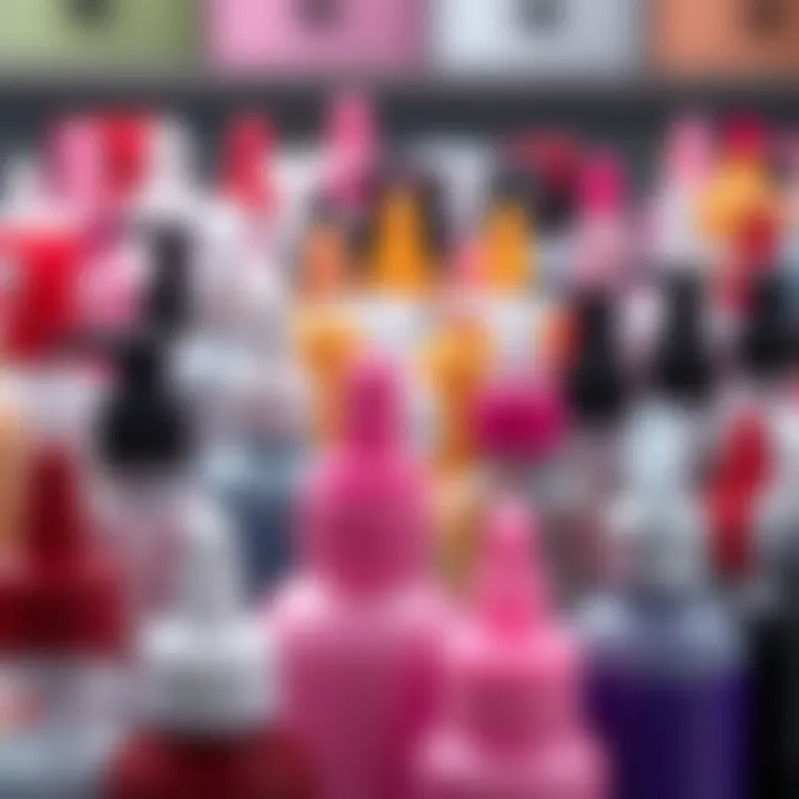 Colorful array of hair dye applicator bottles representing various styles and uses